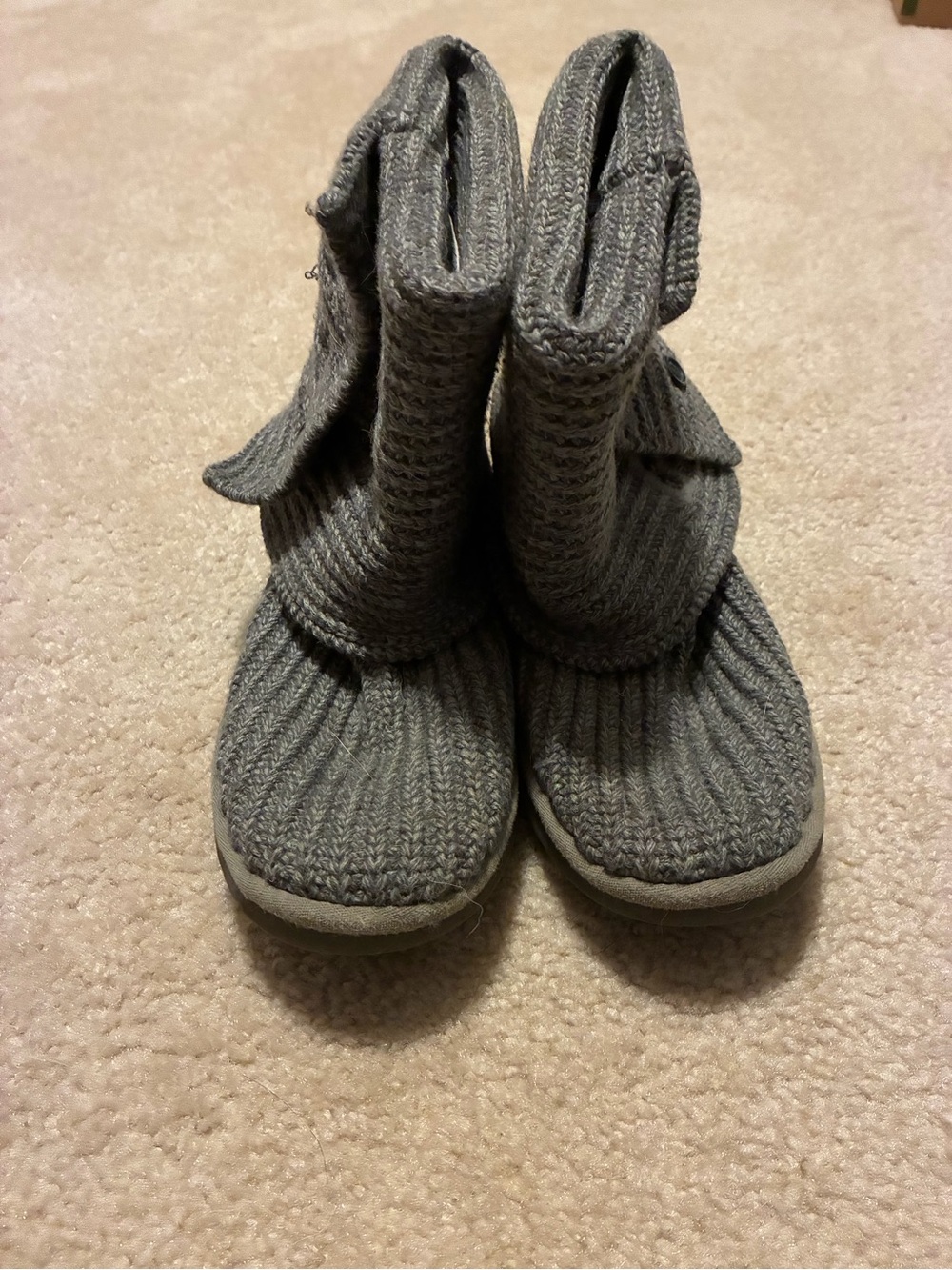 Women’s Gray Knit Booties - Cozy Slip-On Winter Shoes